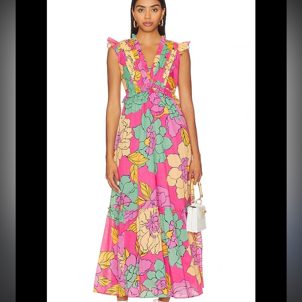 Banjanan Constance Maxi Dress Floral in Peach